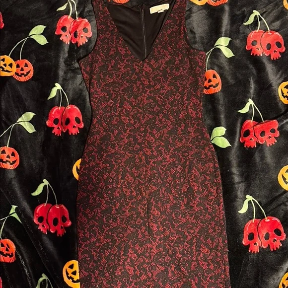 michael kors red and black dress Michael Kors Printed Ruffled Dress Black Red Size PS